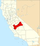 Map of California highlighting Fresno County